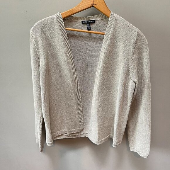 Eileen Fisher Shimmering Gold Open‎ Front Cardigan- Size XS - Picture 1 of 5